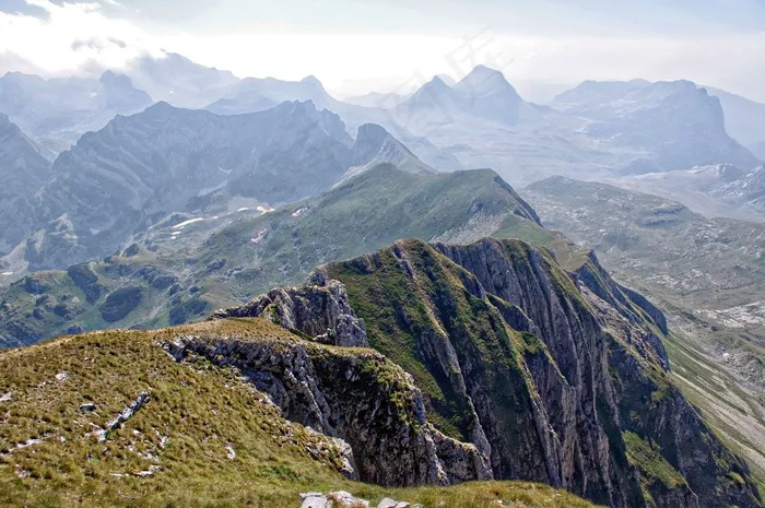 山峦,长城,图画,风景,油画,景观山自然徒步旅行