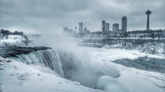 尼亚加拉大瀑布，瀑布，摩天塔，加拿大，美国