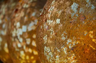 石头，球，圆，卵石，装饰，金箔