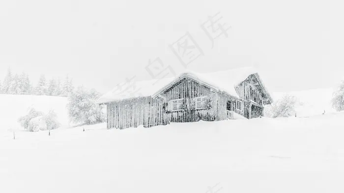 场景，冬季，寒冷，机舱，山屋，木屋