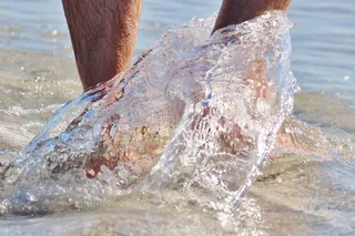 文家，腿毛，脚，水机，波，注入，海滩，沧海，步行