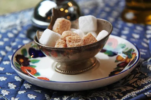 糖，棕色，白色，多维数据集，装饰，绚丽，板，茶