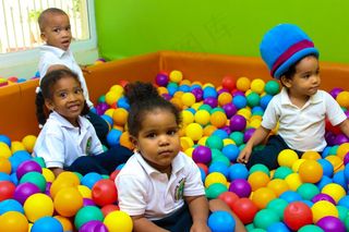 儿童，学校，乐趣，撞球，欣赏，颜色