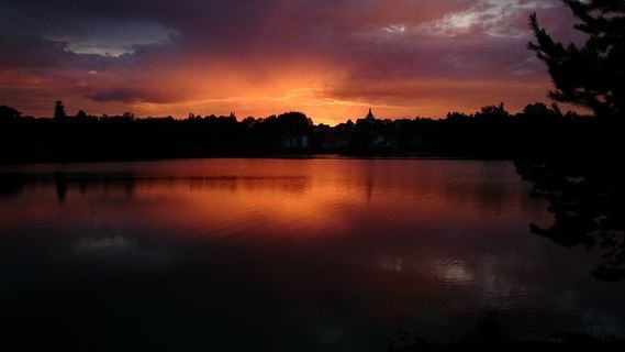 日落，天空，太阳，云团，西，景观，黎明，夏天