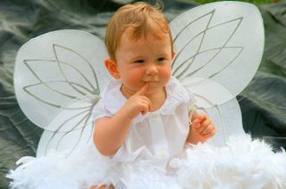 蹒跚学步，天使，翅膀，白，儿童