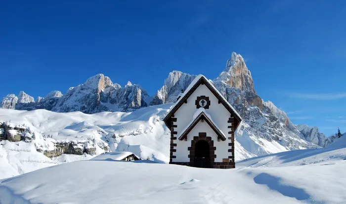 白云岩，教堂，雪，冬天，山，冷