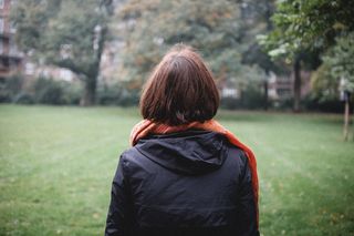 女孩,男孩,美女,睡袋,街道,秋天公园的妇女