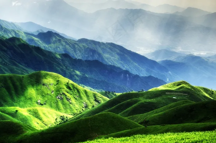 武功山，山，光，植物，山