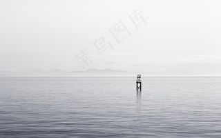 海洋,湖泊,江河,帆船,冲浪,海黑色和白色海洋系泊浮标