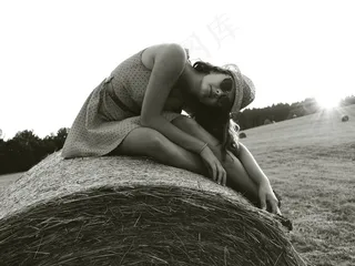 雕像,被子,美女,纪念碑,女孩,黑白日落人女人