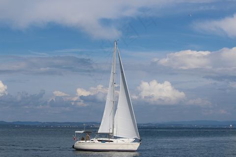 船舶，帆船，天空，云，水，心情