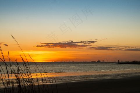 易北河，日落，傍晚的天空，景观，布罗克多夫，自然