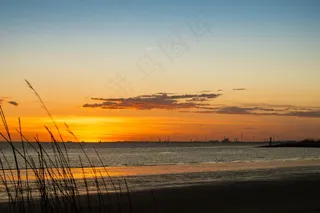 易北河，日落，傍晚的天空，景观，布罗克多夫，自然