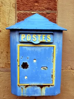邮箱，老，蓝色，法国，阿尔萨斯，信箱