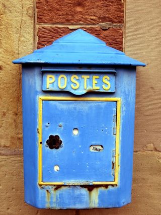 邮箱，老，蓝色，法国，阿尔萨斯，信箱