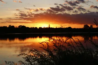 日落，湖，水，天空，自然，风景，太阳