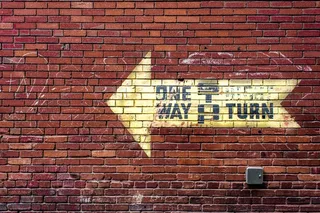 单向，箭，砖，墙