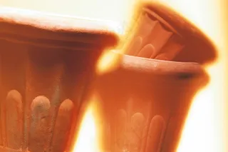 花盆，花盆，兵马俑，烧制的粘土，无釉