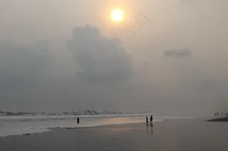 海滩，沙，海，日落，海洋，平静，安静