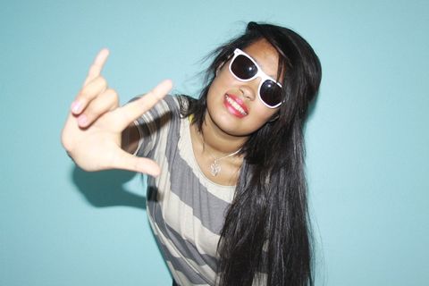 女孩，年轻，青少年，快乐，时髦，模型，年轻的女孩