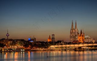 科隆，凯特琳·唐，大教堂，教堂，城市，天际线，江