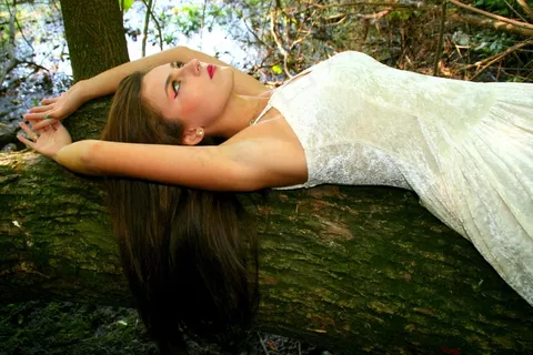 女孩,森林,秋季,肖像,连衣裙,白 女孩,森林,秋季,肖像,连衣裙,白