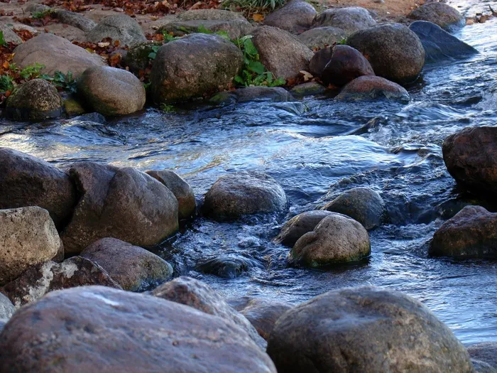 水，石头，流，快速，蓝色，河