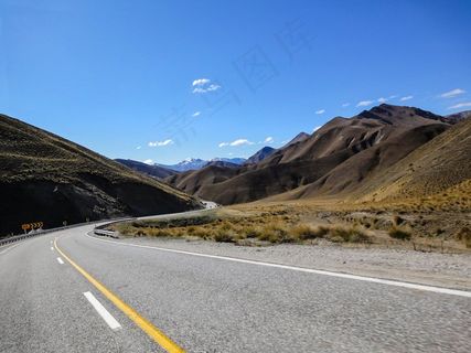 新西兰，道路，山，孤独，性质，蓝色