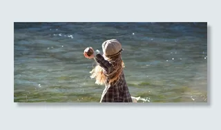 儿童，女孩，水，石头，投掷