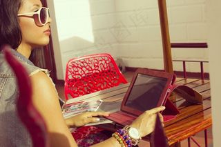 女孩，女人，太阳镜，时尚，手表，手链