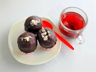 红茶，面包，杯，小吃，甜点，甜，巧克力