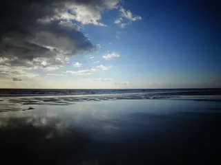 布列塔尼，海滩，沙，云，海，地平线，天气