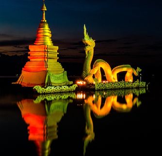 龙，湖，水手，日落，Abendstimmung，云