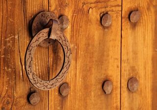 木材，建筑，门，门把手，输入，安全