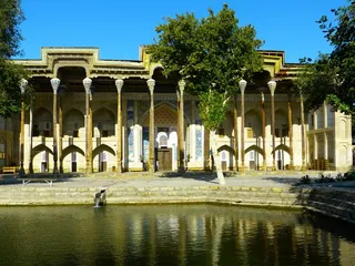 博洛·豪兹（Bolo Hauz），清真寺，柱状，木雕，水盆