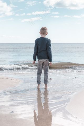 孩子，海滩，想想，时髦，儿童，男孩，假期