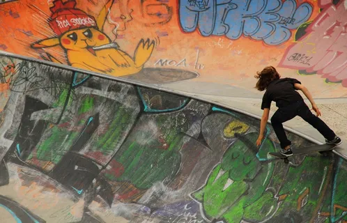 滑板，儿童，涂鸦