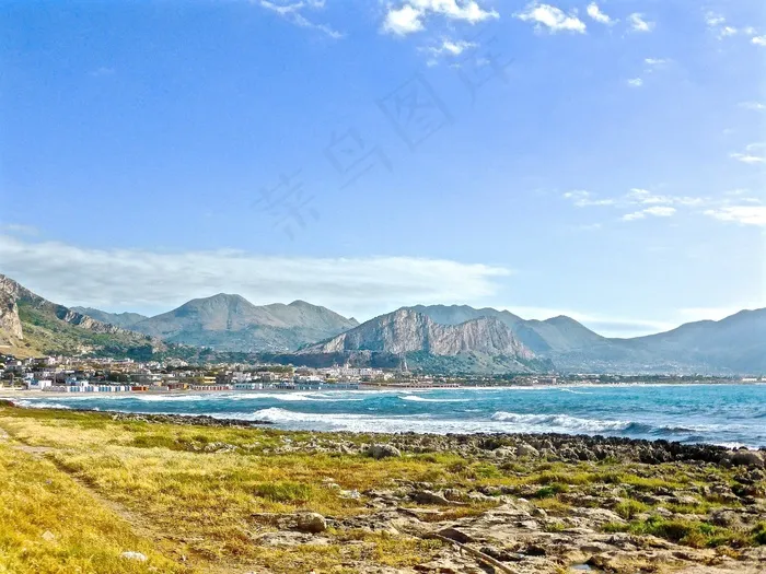 海边，西西里岛，Vista，海岸，景区，滨，海景