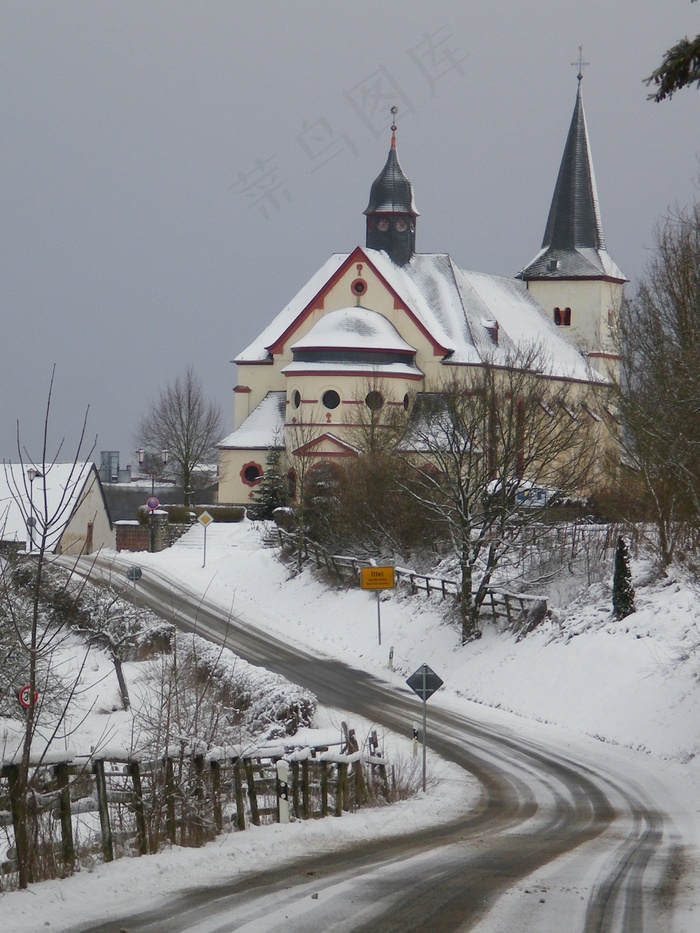 雪，浪漫，冬天，冷，冰，自然，教堂