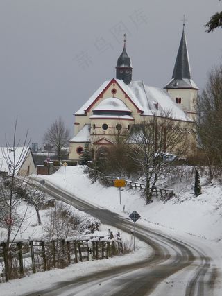 雪，浪漫，冬天，冷，冰，自然，教堂
