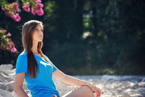 女孩，美丽，年轻，快乐，人，户外