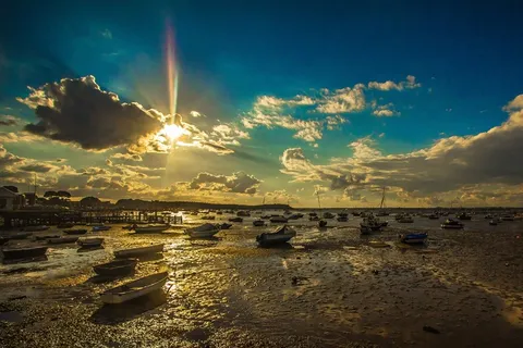 普尔，日落，退潮