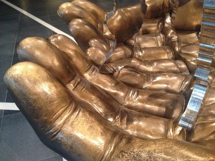 手，手指，青铜，钢，雕塑，纪念碑