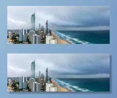 全景景观，云，雨，高层，海洋