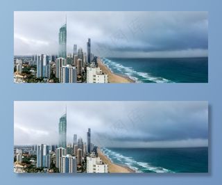 全景景观，云，雨，高层，海洋