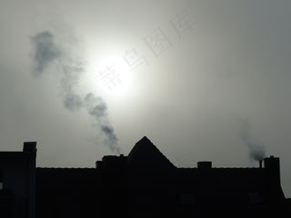 烟，雾，无色，浆料，太阳，涂黑，房屋