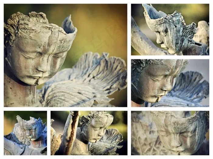 拼贴画，雕像，公园，法国，花园，自然，夏天