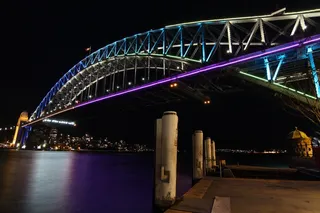 桥，夜，悉尼，环形码头，水，江，天空