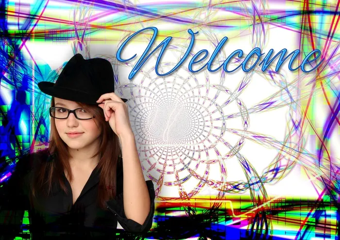 女孩，肖像，拍摄照片，帽子，友好，欢迎