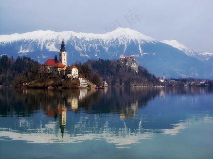 布雷斯基奥托克，斯洛文尼亚，山，雪，湖泊，水
